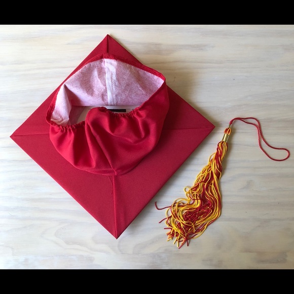 Red Graduation Cap & Gown W/ Red & Gold Tassel Unisex (Size 5'-10" - 6'-0") - Picture 7 of 16